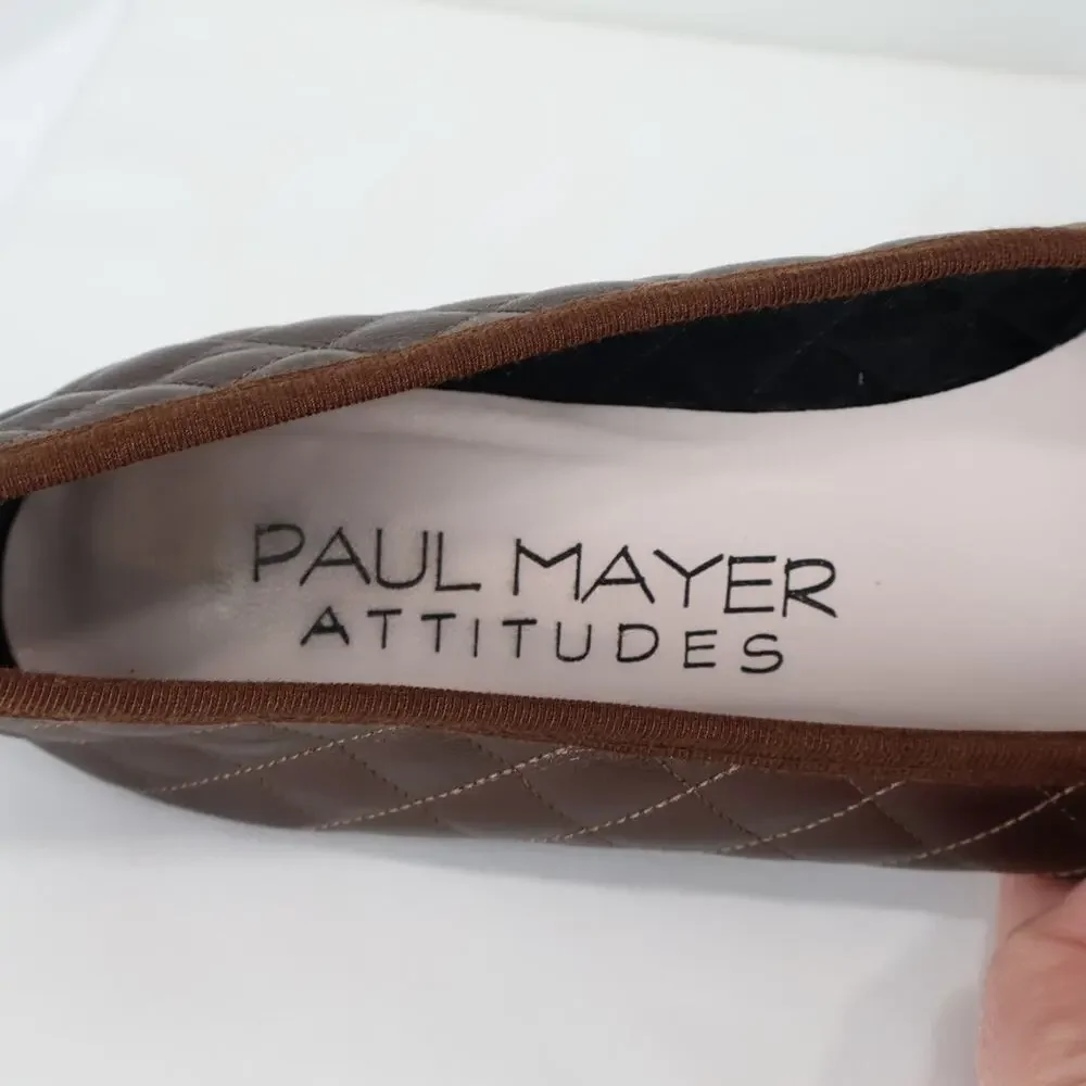 Paul Mayer Attitudes Quilted Metallic Brown Ballet Flats Size 9